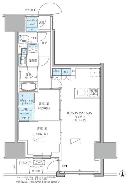 2LDKの間取り図
