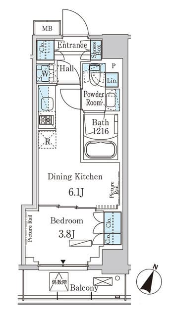 1DKの間取り図