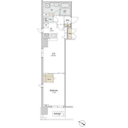 1LDKの間取り図