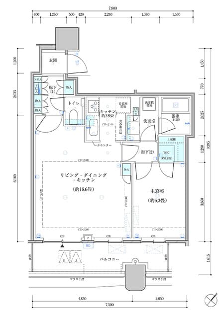 1LDKの間取り図