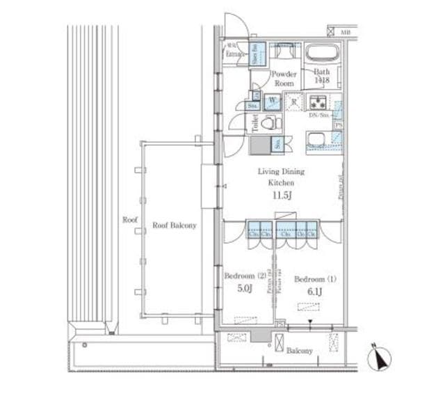 2LDKの間取り図