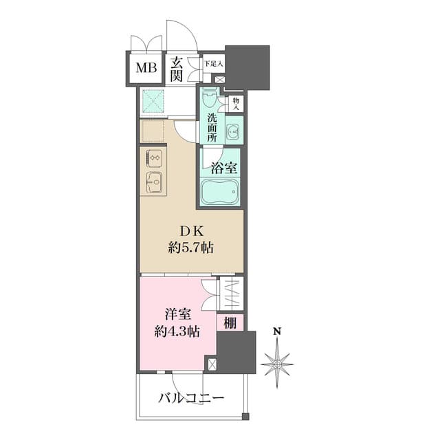 1DKの間取り図