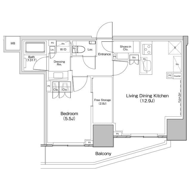 1LDKの間取り図