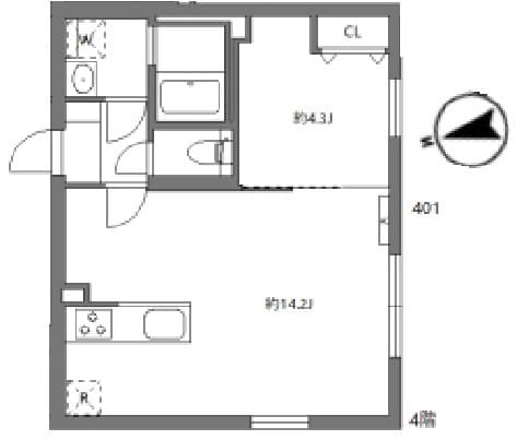 1LDKの間取り図