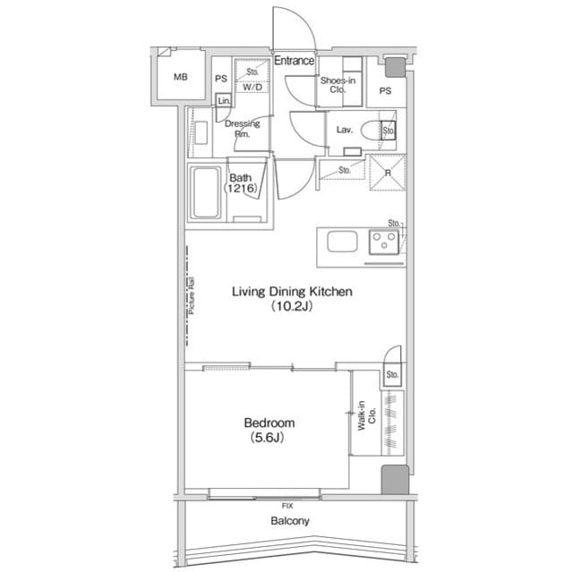 1LDKの間取り図