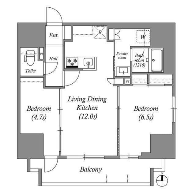 2LDKの間取り図