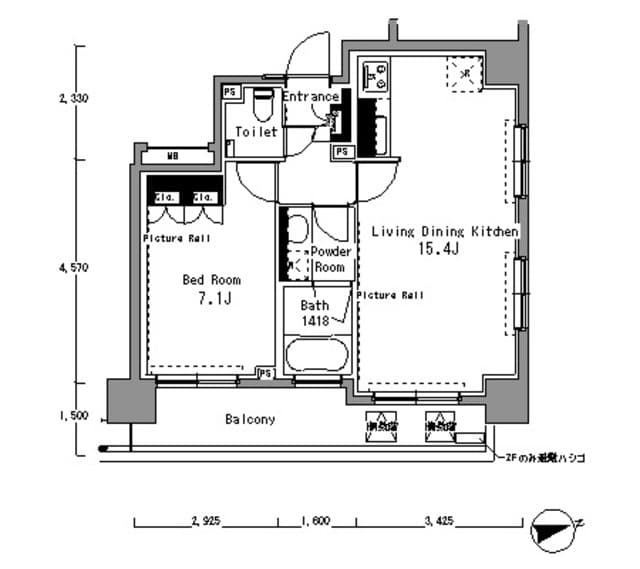 1LDKの間取り図