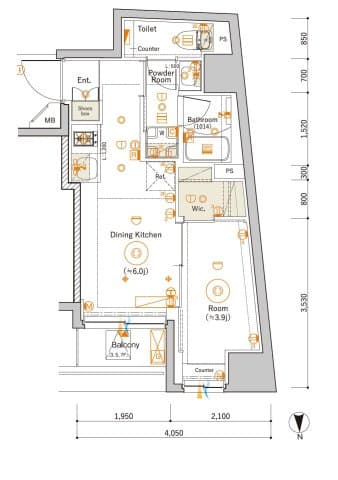 1DKの間取り図