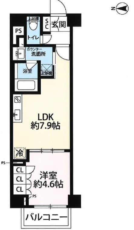 1LDKの間取り図