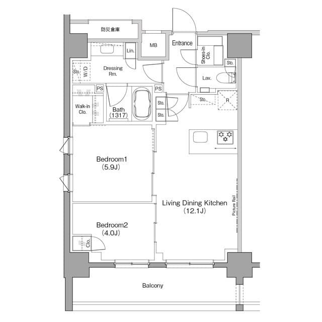 2LDKの間取り図