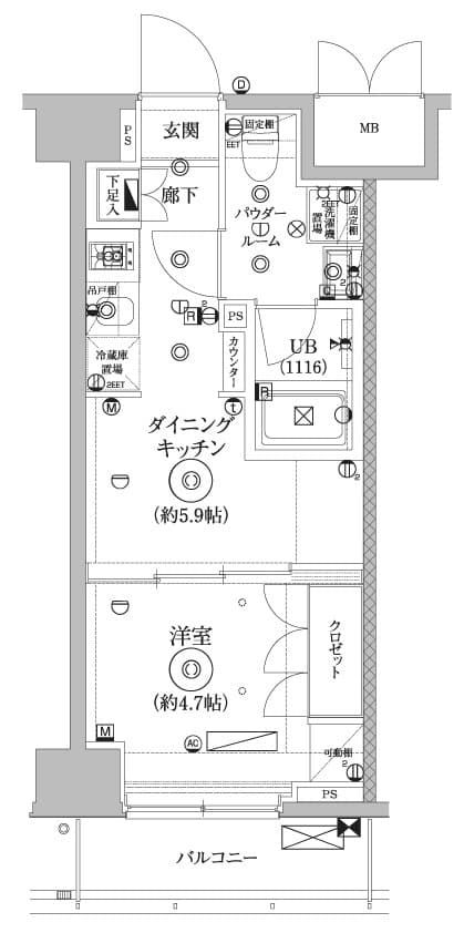 1DKの間取り図