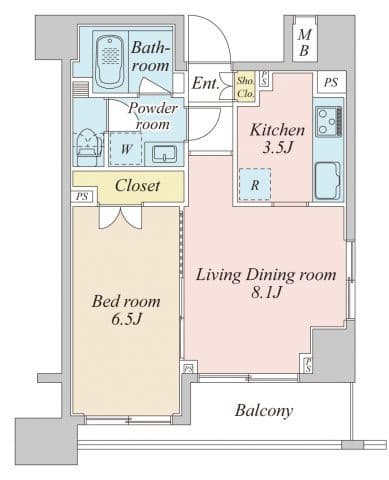 1LDKの間取り図
