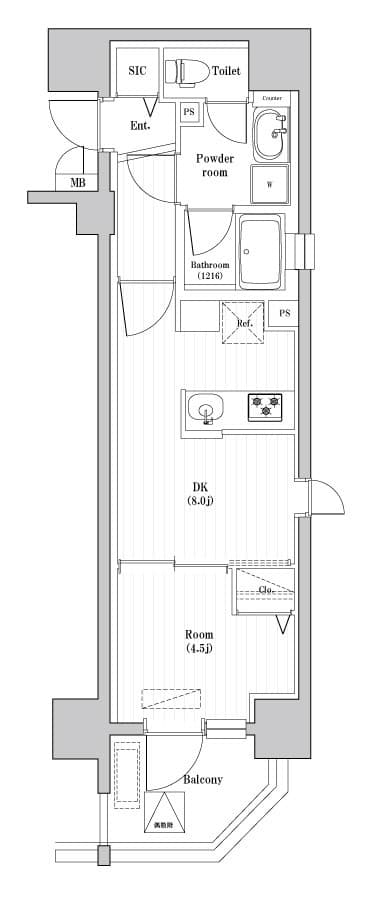 1LDKの間取り図
