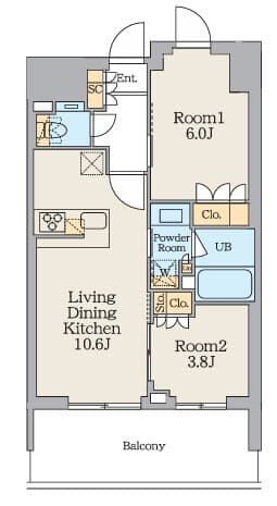 2LDKの間取り図