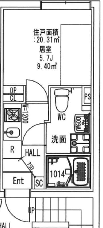 1Kの間取り図