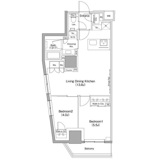 2LDKの間取り図