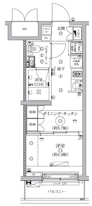 1DKの間取り図