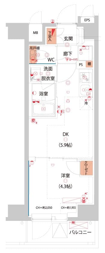 1DKの間取り図