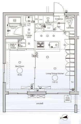 1LDKの間取り図
