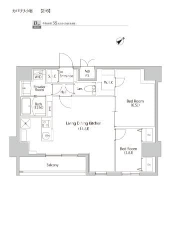 2LDKの間取り図