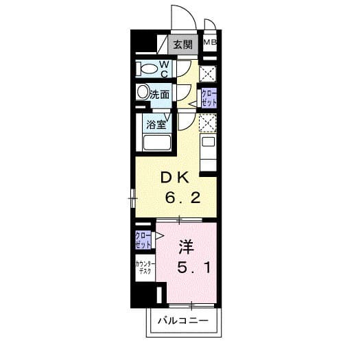 1DKの間取り図
