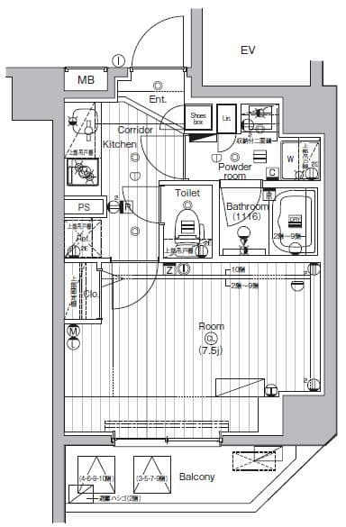 1Kの間取り図
