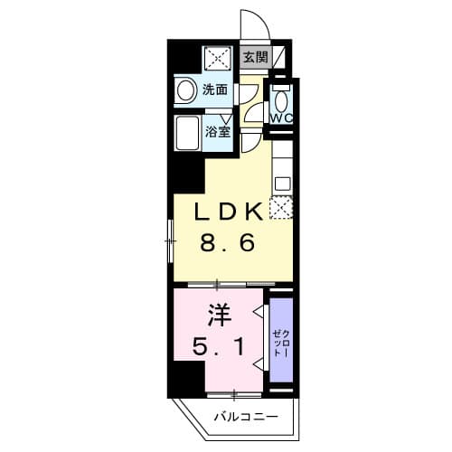 1LDKの間取り図