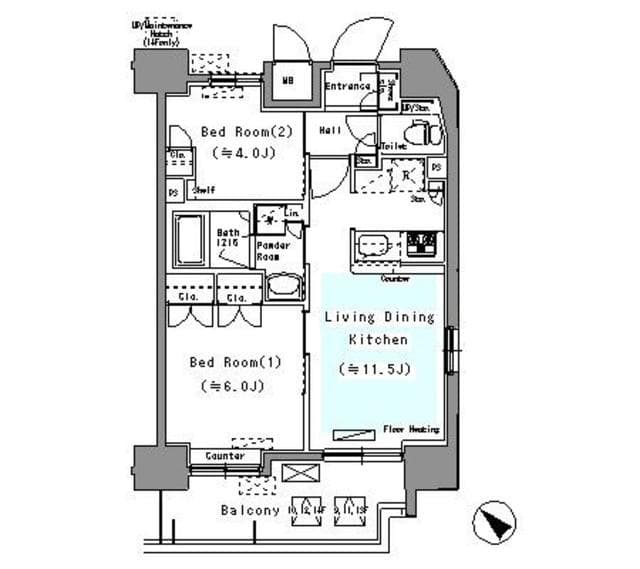 2LDKの間取り図