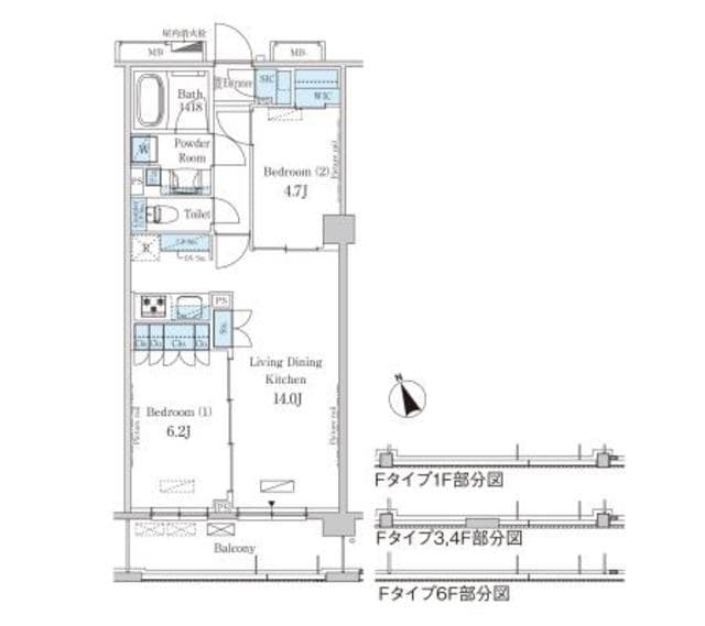 2LDKの間取り図