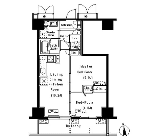 2LDKの間取り図
