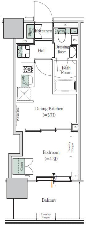 1DKの間取り図