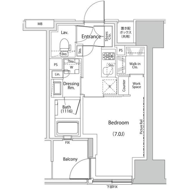 1Kの間取り図