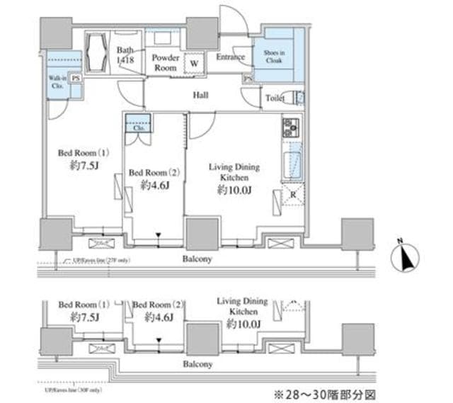 2LDKの間取り図