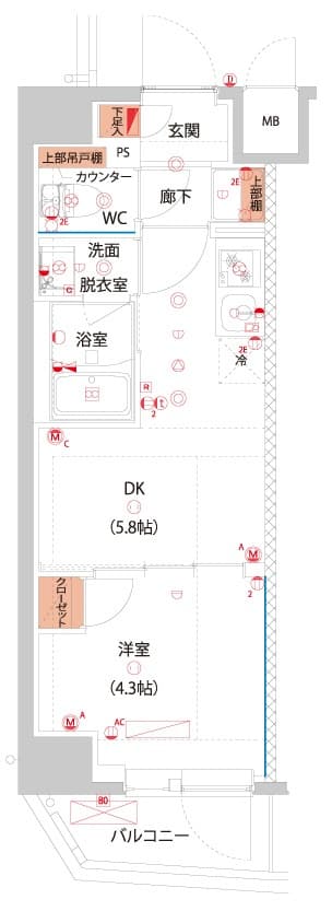 1DKの間取り図