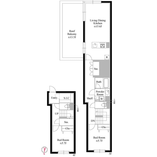 2LDKの間取り図