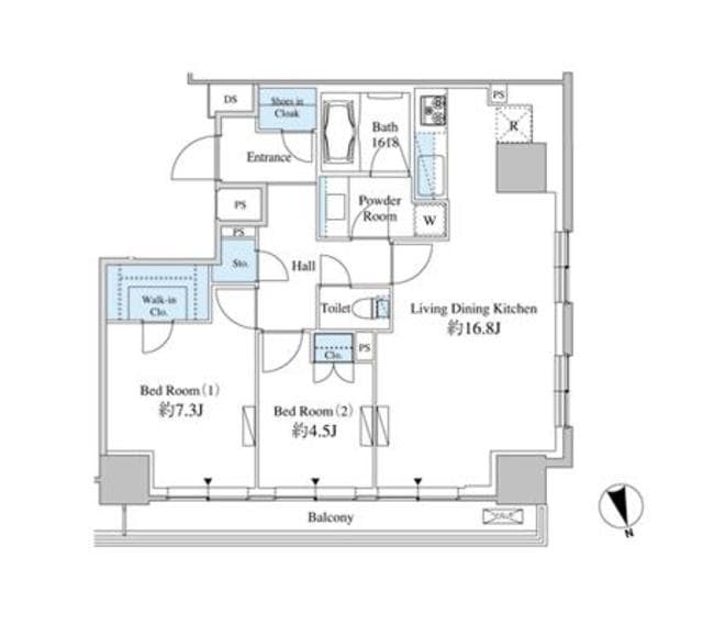 2LDKの間取り図