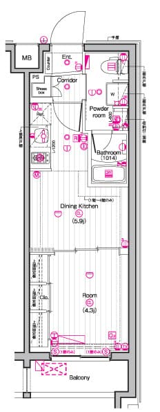 1DKの間取り図