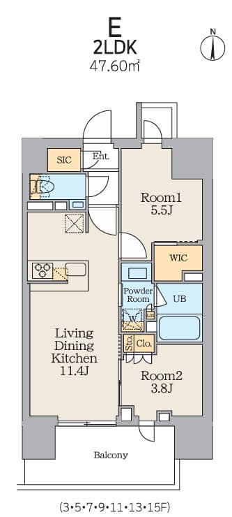 2LDKの間取り図