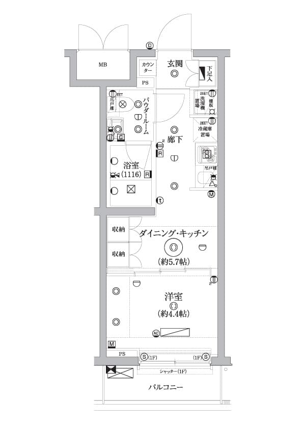 1DKの間取り図