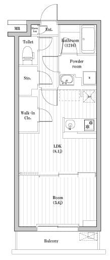 1LDKの間取り図