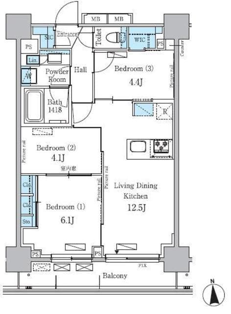 3LDKの間取り図