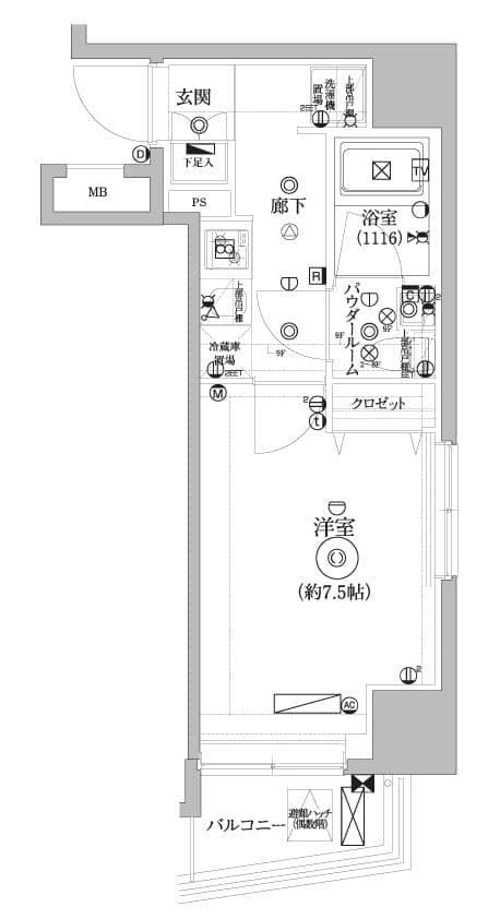 1Kの間取り図