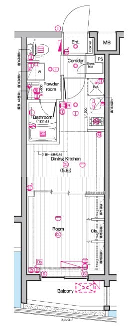 1DKの間取り図