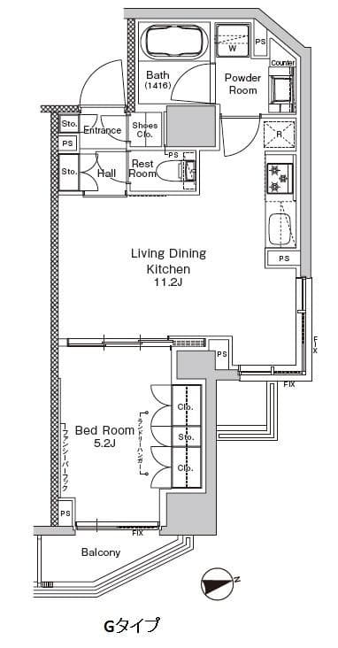 1LDKの間取り図