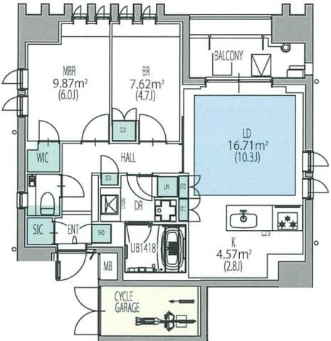2LDKの間取り図