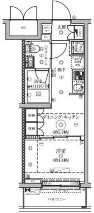 1DKの間取り図