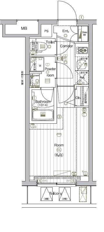 1Kの間取り図