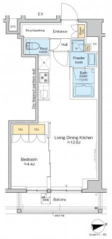 1LDKの間取り図