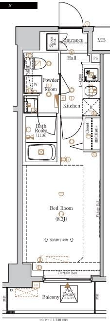 1Kの間取り図