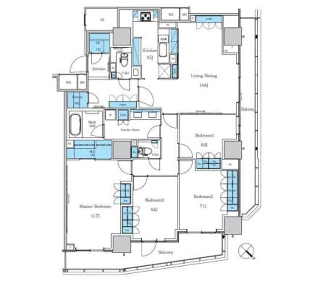 4LDKの間取り図